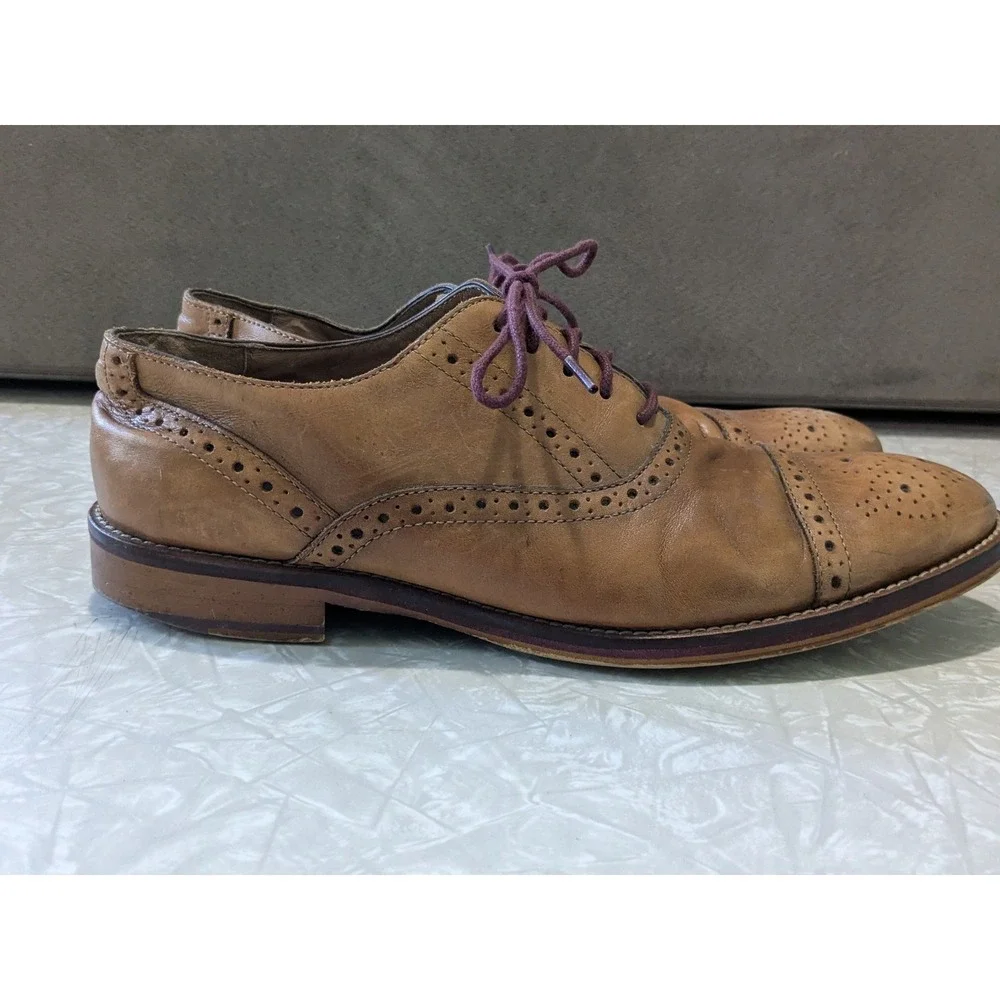 Johnston & Murphy Conard Tan/Brown Leather Brogue Cap Toe Oxfords Size 8.5 M